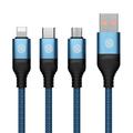 NILLKIN Swift Pro 3-in-1 Kabel Nylon Gevlochten USB naar Type-C / iP / Micro Oplaadsnoer - Blauw