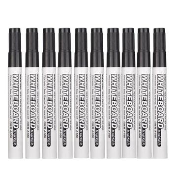 10-Pack Whiteboard Markers met Gum - Zwart