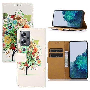 Glam Series Xiaomi Redmi Note 11T Pro/11T Pro+ Wallet Case - Bloeiende Boom / Kleurrijk