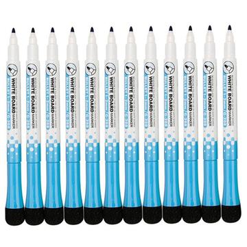 12-Pack Whiteboard Markers met Gum - Blauw