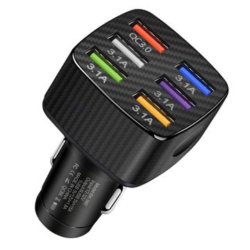 Multi-Poort Snelle Autolader BK-360 - 6xUSB-A, 15A - Zwart