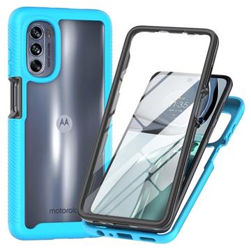 360 Bescherming Motorola Moto G62 5G Hoesje - Baby Blauw / Doorzichtig