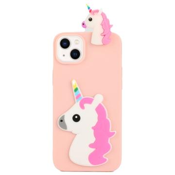 3D Cartoon iPhone 14 TPU Hoesje - Eenhoorn