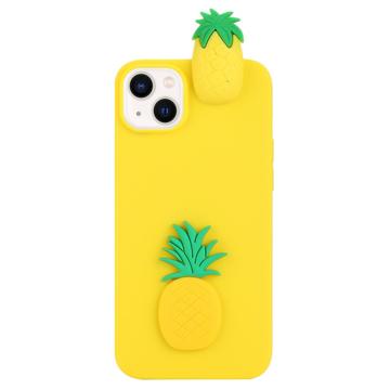 3D Cartoon iPhone 14 TPU Hoesje - Ananas