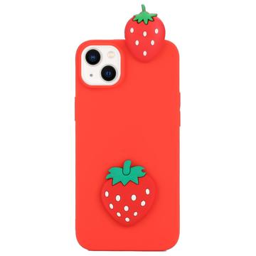 3D Cartoon iPhone 14 TPU Hoesje - Aardbei