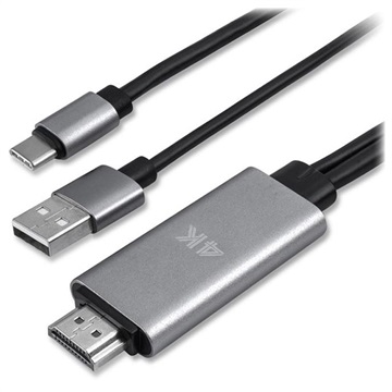 MHL USB Type C naar HDMI 4K Kabel Video Adapter 1.8m 4Smarts Zwart