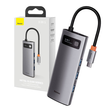 BASEUS 5 in 1 Multifunctionele USB-C HUB - Grey