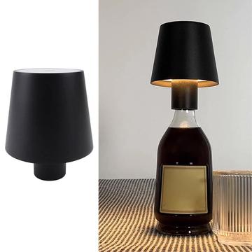 Touch Control Wine Bottle Light 3 wisselende kleuren LED-lamp Draagbare Desk Light voor Bar, Party - Zwart