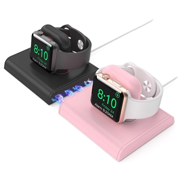 Ahastyle PT117-2 Apple Watch Series 5/4/3/2/1 Dubbele Oplaadstandaard - Zwart / Roze