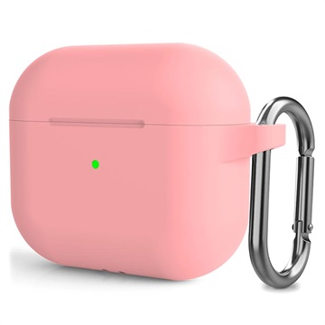 AirPods 3 siliconen hoesje met karabijnhaak - roze