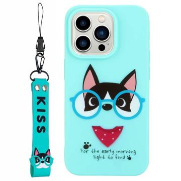 Kiss Serie iPhone 14 Pro Max TPU Hoesje met Band - Hond