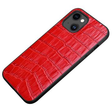 Crocodile Series iPhone 14 Leren Gecoate Hoesje - Rood