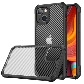 Anti-Shock iPhone 14 Plus Hybrid Case - Carbon Fiber - Zwart