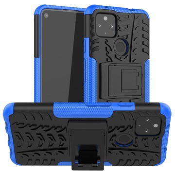 Antislip Google Pixel 4a 5G Hybrid Case met Standaard - Blauw / Zwart