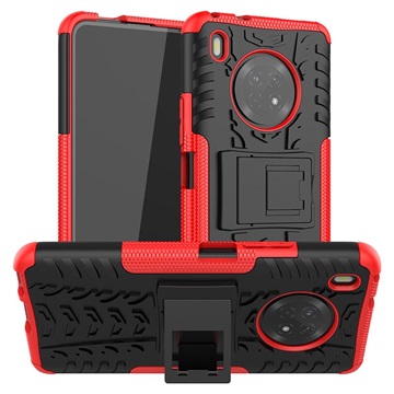 Antislip Huawei Y9a Hybrid Case met Standaard - Rood / Zwart