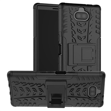 Antislip Sony Xperia 10 Plus Hybrid Case met Standaard - Zwart