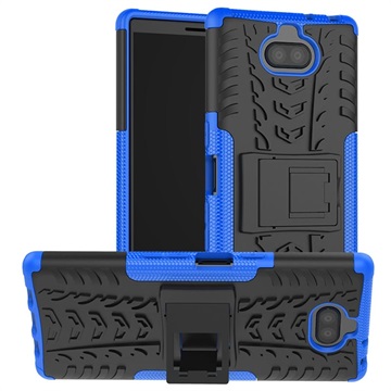 Antislip Sony Xperia 10 Plus Hybrid Case met Standaard - Blauw / Zwart