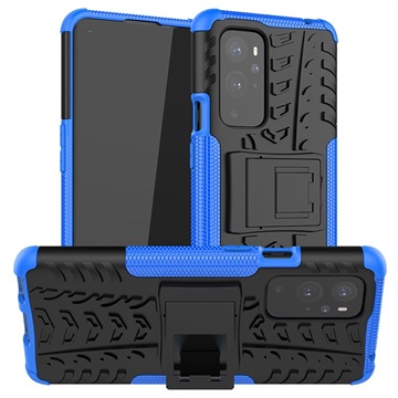 Antislip OnePlus 9 Pro Hybride Hoesje met Standaard - Blauw / Zwart