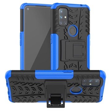 Antislip OnePlus Nord N10 5G Hybride Hoesje met Standaard - Blauw / Zwart