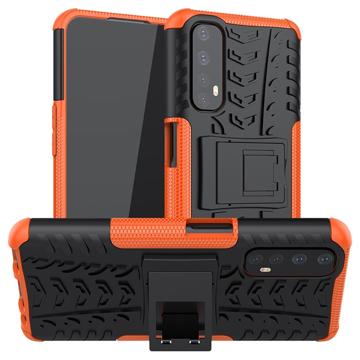 Antislip Realme 7 Hybrid Case met Standaard - Oranje / Zwart