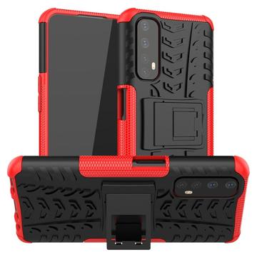 Antislip Realme 7 Hybrid Case met Standaard - Rood / Zwart