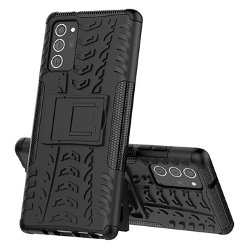 Antislip Samsung Galaxy Note20 Hybrid Case met Standaard - Zwart