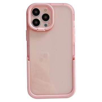 Dubbele Standaard iPhone 14 Pro Max Hybride Hoesje - Roze