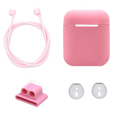 4-in-1 Apple AirPods / AirPods 2 siliconen accessoireset - roze