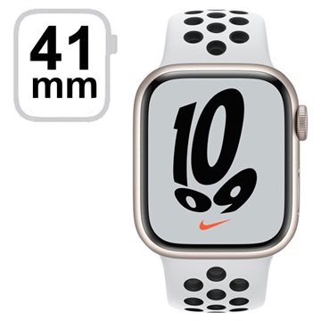 Apple Watch Nike 7 LTE MKJ33FD/A - Aluminum, Puur Platina/Zwarte Sportband, 41mm - Sterrenlicht