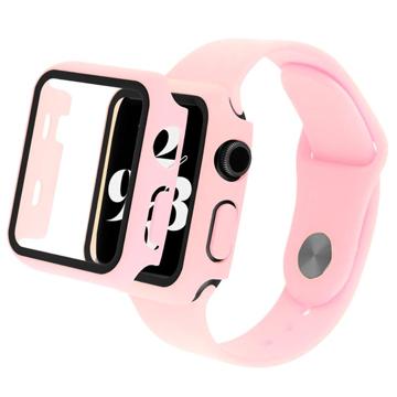 Apple Watch Series 7/8 Plastic Hoesje met Glazen Screenprotector - 41mm - Roze