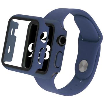 Apple Watch Series SE (2022)/SE/6/5/4 Plastic Hoesje met Glazen Screenprotector - 40mm - Donkerblauw