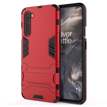 OnePlus Nord Armor Serie Hybride Hoesje met Statief - Rood