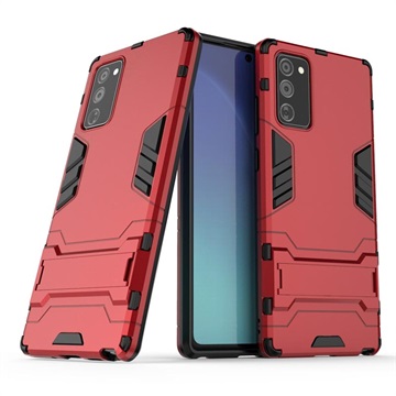 Armor Series Samsung Galaxy Note20 Hybrid Case met Standaard - Rood