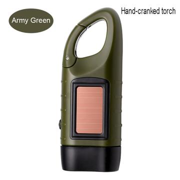 BL0008 Draagbare zaklamp op zonne-energie Oplaadbare handbediende LED-noodzaklamp Outdoor Klimmen Rugzak Wandelen - Army Groen