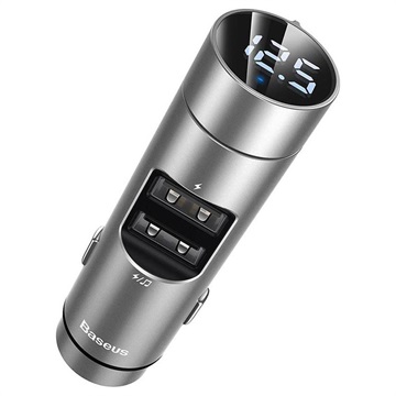 FM TRANSMITTER Baseus Energy Column Car Draadloze MP3-oplader (draadloos 5.0+5V/3.1A) Zilver