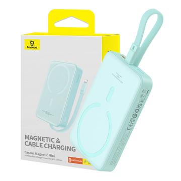 Baseus Magnetische Mini Draadloze Power Bank 10000mAh/20W - Lightning-kabel, MagSafe compatibel - Mint