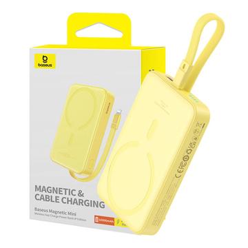 Baseus Magnetische Mini Draadloze Power Bank 10000mAh/20W - Lightning-kabel, MagSafe compatibel - Geel