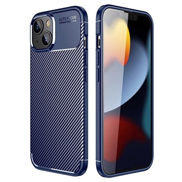 Beetle Carbon Fiber iPhone 14 Hoesje - Blauw