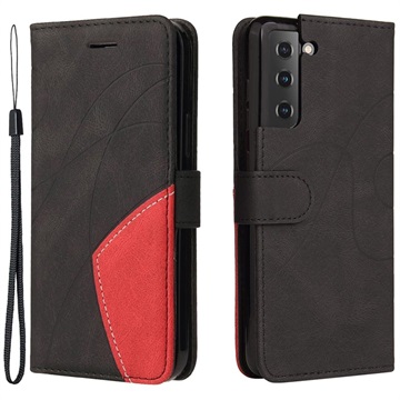 Bi-Color Series Samsung Galaxy S21 FE 5G Wallet Case - Zwart