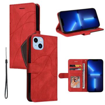 Bi-Color Series iPhone 14 Plus Wallet Case - Rood