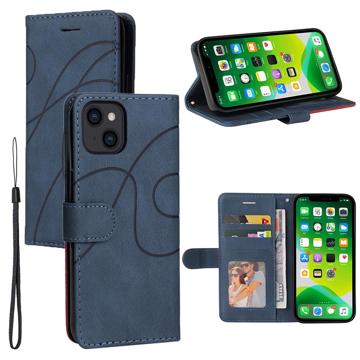 Bi-Color Series iPhone 14 Wallet Case - Blauw