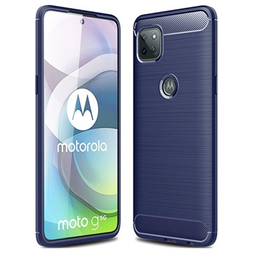 Motorola Moto G 5G Geborsteld TPU Hoesje - Koolstofvezel - Blauw