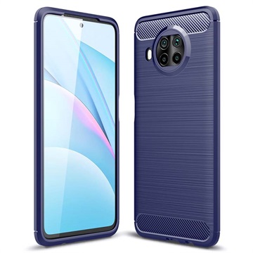 Xiaomi Mi 10T Lite 5G Geborsteld TPU Hoesje - Koolstofvezel - Blauw