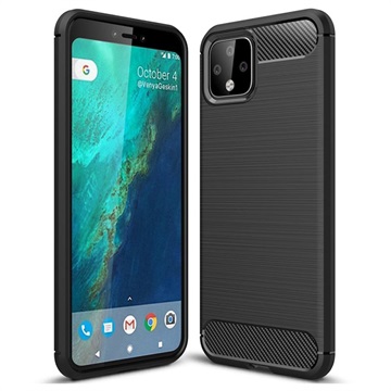 Google Pixel 4 XL Geborsteld TPU Hoesje - Koolstofvezel - Zwart