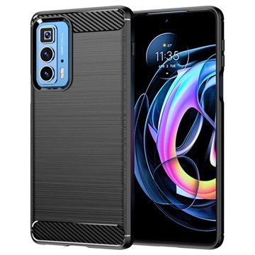 Motorola Edge 20 Pro Geborsteld TPU Hoesje - Koolstofvezel - Zwart