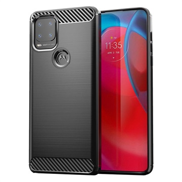 Motorola Moto G Stylus 5G Geborsteld TPU Hoesje - Koolstofvezel - Zwart