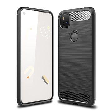 Google Pixel 4a Geborsteld TPU Hoesje - Koolstofvezel - Zwart