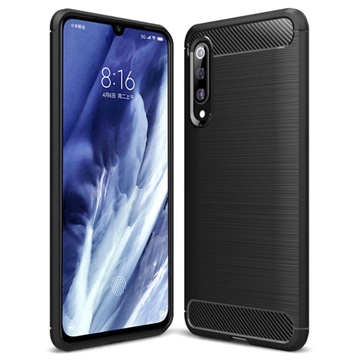 Xiaomi Mi 9 Pro Geborsteld TPU Hoesje - Koolstofvezel - Zwart