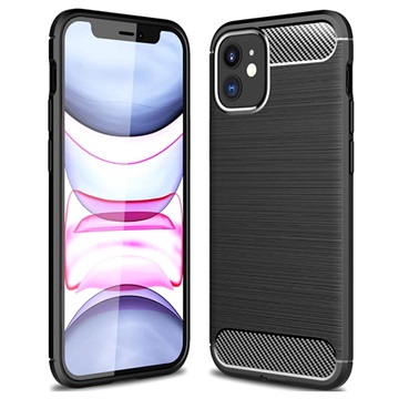 iPhone 12 Mini Geborsteld TPU Hoesje - Koolstofvezel - Zwart