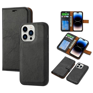 iPhone 14 Pro Magnetisch Afneembare Wallet Case - Zwart